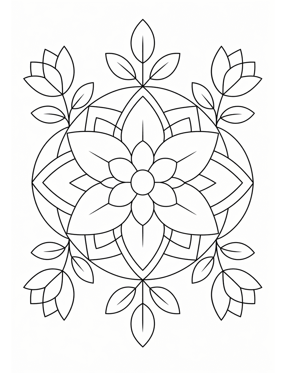 Geometric Floral Design Coloring Page coloring page