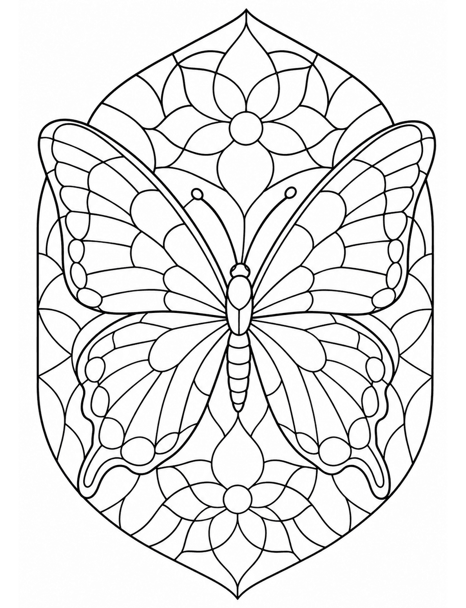 Stained Glass Butterfly Coloring Page coloring page