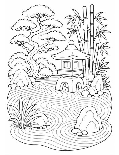 Zen Garden Pattern Coloring Page coloring page preview