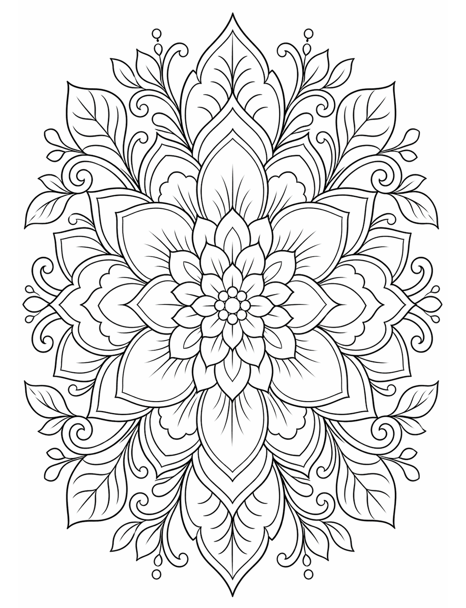 Ornate Flower Pattern Coloring Page coloring page