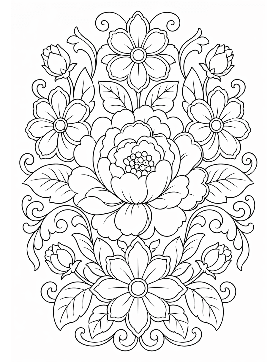 Ornate Flower Pattern Coloring Page coloring page