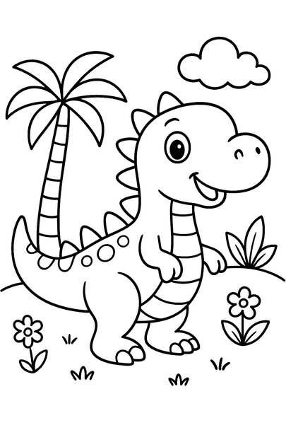 Cute Dinasour coloring page preview
