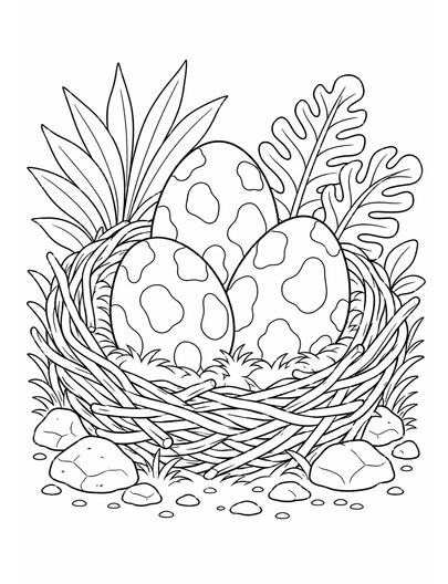 Dinosaur Egg Nest Coloring Page coloring page preview