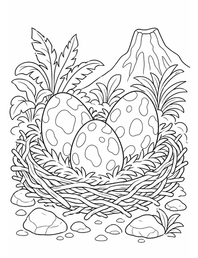 Dinosaur Egg Nest Coloring Page coloring page preview