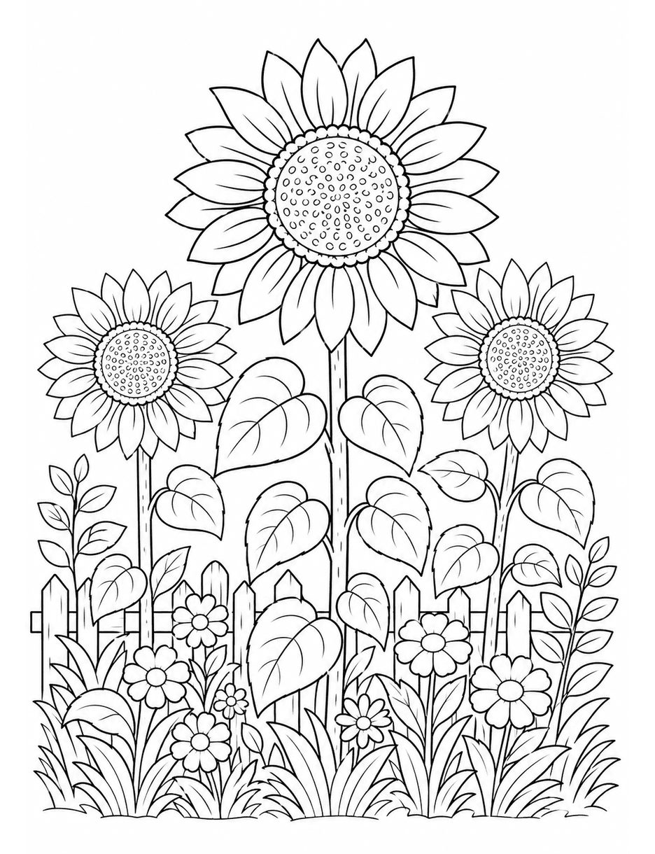 Sunflower Garden Coloring Page coloring page