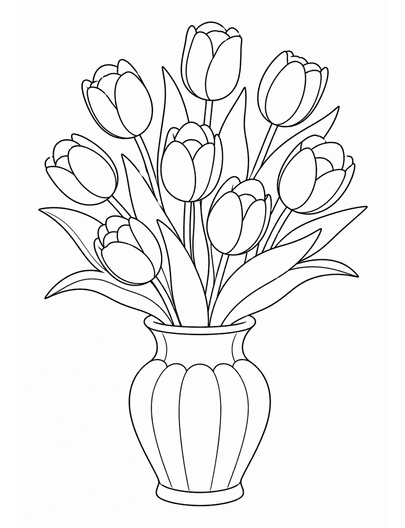 Tulip Vase Coloring Page coloring page preview