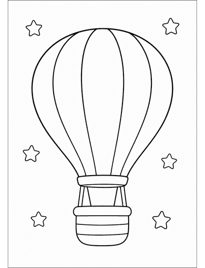 Simple Hot Air Balloon With Tiny Stars printable coloring page from the adult coloring pages collection