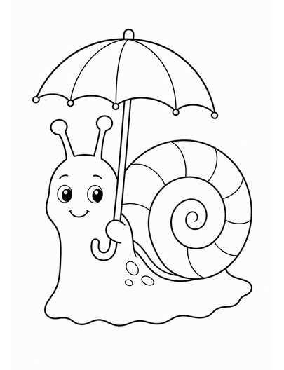 Simple Snail With A Tiny Umbrella printable coloring page from the adult coloring pages collection