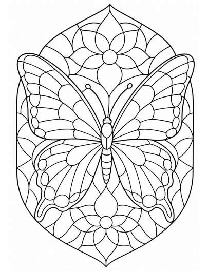 Stained Glass Butterfly Coloring Page coloring page preview