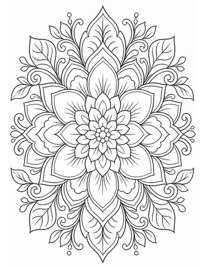 Ornate Flower Pattern Coloring Page coloring page preview