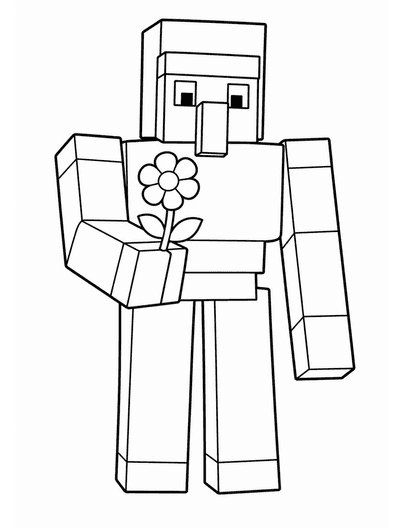 Minecraft Iron Golem Holding A Flower printable coloring page from the minecraft coloring pages collection