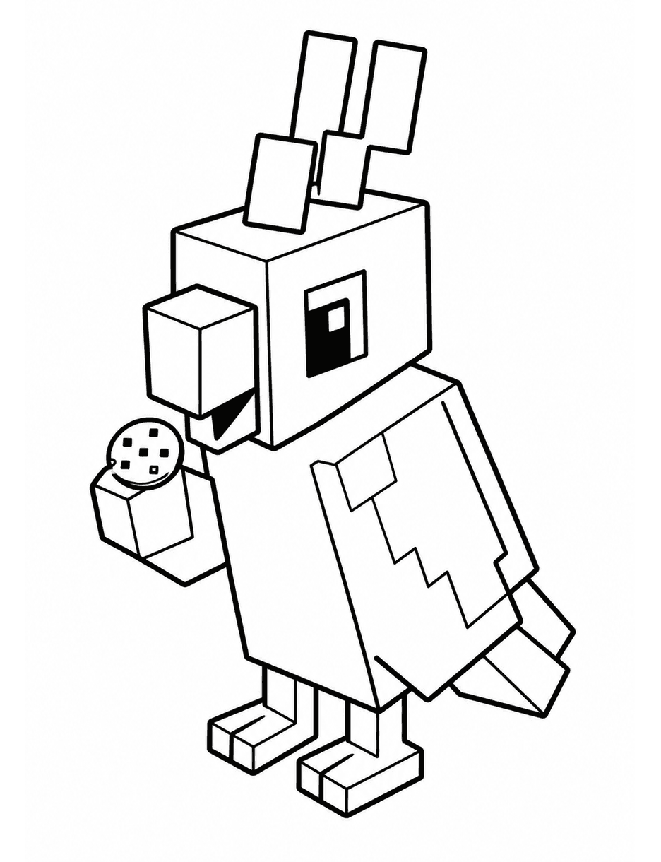 Minecraft Parrot With A Tiny Cookie printable coloring page from the minecraft coloring pages collection