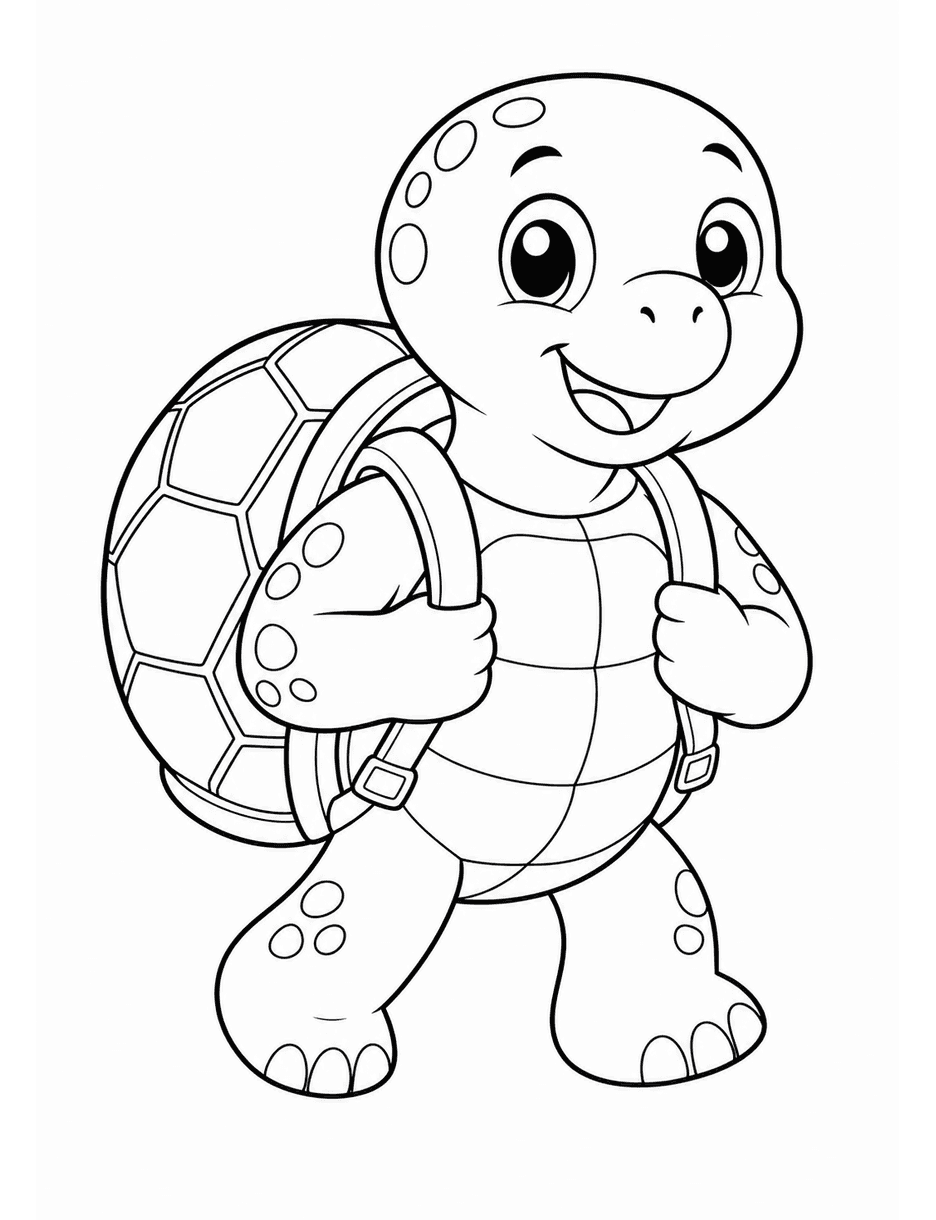 Sea Turtle Carrying A Shell Backpack printable coloring page from the summer coloring pages collection